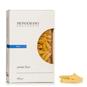 Penne lisce, étiré au bronze, BIO, 500g, semoule de blé dur biologique Matt, Monograno Felicetti 