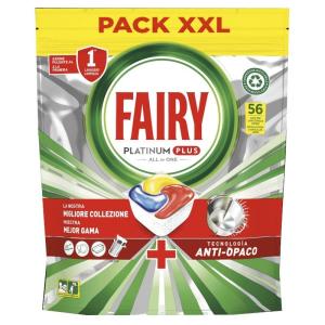 FAIRY, Detersivo lavastoviglie, Platinum Caps, Plus All In One Lemon, 56 Capsule