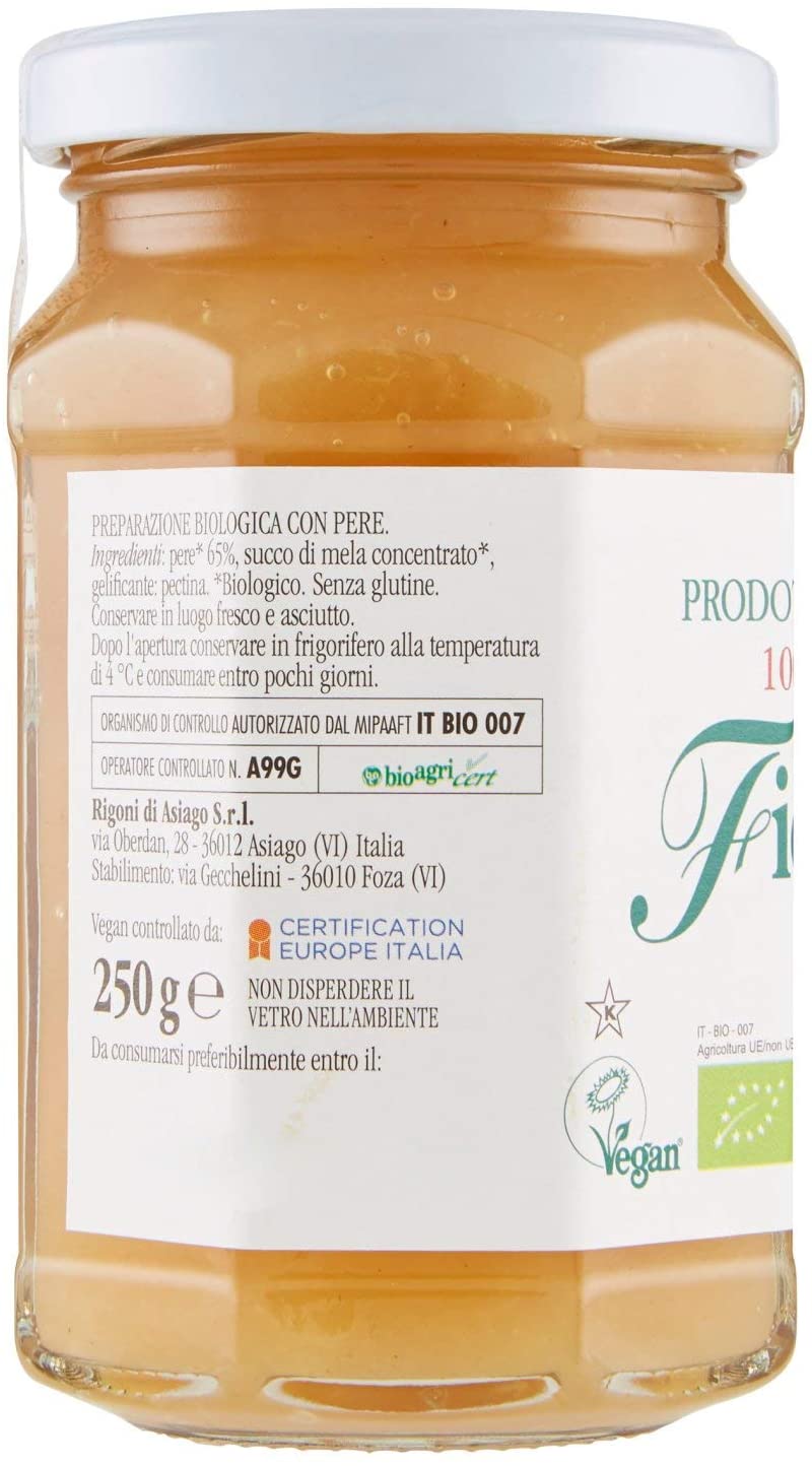 Rigoni Marmellata, prodotto Biologico, Confettura di Pere - 330g