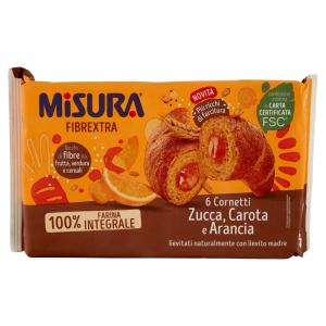 Cornetto colazione, Fibrextra, con crema di Arancia, Misura 308g, 6 cornetti per confezione