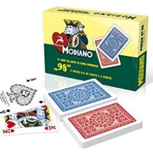 Carte da gioco Modiano, Carte da poker italiane, Ramino, Burraco, Scala quaranta, 54 x2 carte plastificate, mazzo da 98 carte