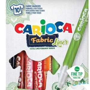 Carioca Fabric Liner, Pennarelli, Multicolore, 1 Confezione da 10 Pennarelli