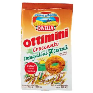 Vollkornkekse mit 7 Getreide, knusprig, ottimini, 300 g, Divella