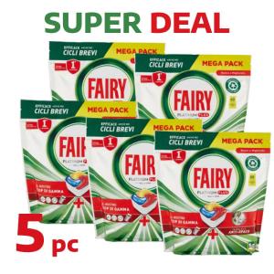 5 pacchi, FAIRY, Detersivo lavastoviglie, Platinum Caps, Plus All In One Lemon, 60 Capsule