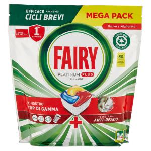 FAIRY, Detersivo lavastoviglie, Platinum Caps, Plus All In One Lemon, 60 Capsule