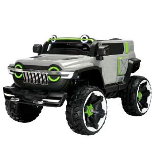 Auto elettrica per bambini, 12v, Jeep, 2 posti, con telecomando 2.4g, grigia