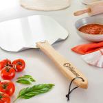 Pala in alluminio per Pizza, in alluminio, con manico pieghevole in legno, facile da riporre, resistente