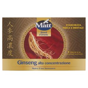 Ginseng Alta Concentrazione, 8 Fiale da 10 ml, Integratori Alimentari Utili in Caso di Stanchezza Fisica e Mentale, MATT.