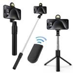 selfie stick treppiedi bluetooth con pulsante scatta foto o video, nero