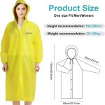 Poncho impermeabile, riutilizzabile, mantella antipioggia con cappuccio, traslucido, PVC, EVA, resistente, con bottoni e maniche, per adulti, unisex, 2 pezzi