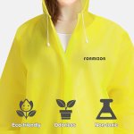 Poncho impermeabile, riutilizzabile, mantella antipioggia con cappuccio, traslucido, PVC, EVA, resistente, con bottoni e maniche, per adulti, unisex, 2 pezzi