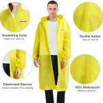 Poncho impermeabile, riutilizzabile, mantella antipioggia con cappuccio, traslucido, PVC, EVA, resistente, con bottoni e maniche, per adulti, unisex, 2 pezzi