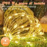 Weihnachtsdekoration, Vorhang aus Kupferdraht, 300 LED warmweißes Licht, USB-Aufladung, mit Fernbedienung