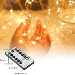 Weihnachtsdekoration, Vorhang aus Kupferdraht, 300 LED warmweißes Licht, USB-Aufladung, mit Fernbedienung
