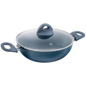 Casseruola in Alluminio, coperchio in vetro temperato, diametro 28 cm