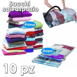 sacchetti sotto vuoto, per vestiti, confezione da 10 sacchi buste salva spazio xl per il sottovuoto 60 x 80 cm space bag