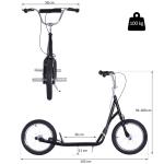 Monopattino Ruote 16 pollici Cityroller per Bambini e Ragazzi, Nero, Homcom