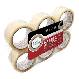 Nastro adesivo per imballaggio 50x66m, resistente all'acqua, trasparente, 6 pezzi