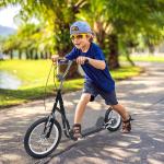 Monopattino per Bambini in Acciaio con Ruote Grandi e Freno, Nero, Homcom