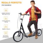 Monopattino per Bambini in Acciaio con Ruote Grandi e Freno, Nero, Homcom