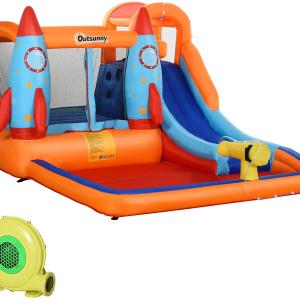 Gioco Gonfiabile per Bambini con Scivolo Trampolino e Pompa Elettrica