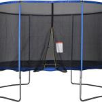Trampolino elastico, Tappeto Elastico per Bambini e Adulti con Rete e Bordo Imbottito Φ 426 x 269 cm - Blu/Nero
