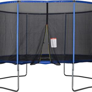 Trampolino elastico, Tappeto Elastico per Bambini e Adulti con Rete e Bordo Imbottito Φ 426 x 269 cm - Blu/Nero