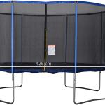 Trampolino elastico, Tappeto Elastico per Bambini e Adulti con Rete e Bordo Imbottito Φ 426 x 269 cm - Blu/Nero