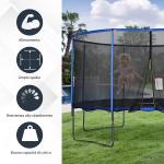 Trampolino elastico, Tappeto Elastico per Bambini e Adulti con Rete e Bordo Imbottito Φ 426 x 269 cm - Blu/Nero
