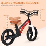 Bici senza Pedali per Bambini 2-5 Anni con Sellino e Manubrio Regolabili in Altezza, colore Nero