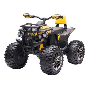 Quad per bambini elettrico, 12V, con fari funzionanti e pedale, batteria ricaricabile, età 3-5 Anni, colore giallo