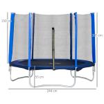 Trampolino elastico, Tappeto Elastico per Bambini e Adulti con Rete e Bordo Imbottito Φ 244 x 244 cm - Blu/Nero
