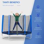 Trampolino elastico, Tappeto Elastico per Bambini e Adulti con Rete e Bordo Imbottito Φ 244 x 244 cm - Blu/Nero