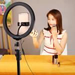 Bague LED pour selfies, 26 cm, lumière réglable et couleurs, trépieds, avec télécommande