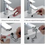 Rubinetto girevole con 2 funzioni di spruzzo, prolunga multifunzionale per cucina, adatto per filettatura esterna M20 M22 M24, girevole a 1440°