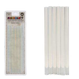 Stick silicone pistola a caldo, 6 bastoncini di colla a caldo trasparenti 10.5 x185 mm, trasparente, Pincello