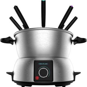 Set per fonduta elettrico in acciaio inossidabile, 1000 W, 8 forchette, perfetto per formaggio, cioccolato e olio, Cecotec