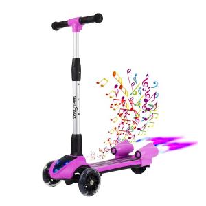 Monopattino Trottinette 3 Ruote per Bambini 3 a 14 anni con luci musica e vapore, colore rosa