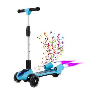Monopattino Trottinette 3 Ruote per Bambini 3 a 14 anni con luci musica e vapore, colore blu