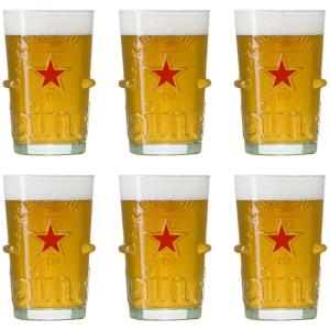 Bicchieri di Birra 25 cl / 250 ml, Set da 6 Bicchieri di Alta Qualità, Heineken Silver