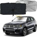 Ombrello parasole per Auto, parasole parabrezza anteriore, pieghevole, 140 x 79 cm, nero