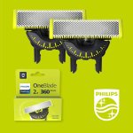 Philips OneBlade 360, set ada 2 lame, per OneBlade QP410/50 in acciaio inossidabile, resistente, per radere, regolare e rifinire, modello QP410/50