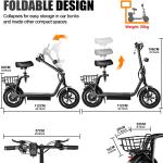 BOGIST Honey whale M5 Pro con pneumatici da 12 pollici, motore da 500W 11Ah, monopattino elettrico pieghevole con sedile e portapacchi