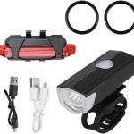 Luce bicicletta anteriore e posteriore, ricaricabile USB, 300 lumen, 3 modalità, IPX6 impermeabile