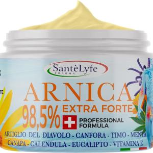 Arnica gel Extra Forte 98,5% 500 ml, Arnica per cavalli uso umano, artiglio del diavolo, con vitamina E, olio di canapa, calendula e canfora, per dolori muscolari e cervicale