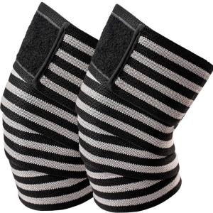 Ginocchiere Powerlifting, fasce per ginocchia, per palestra, Squat, per allenamento gambe, uomini e donne, colore bianco e nero