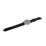 Luminous, Orologio con quadrante rotondo, con tre 3 funzioni,cinturino in pelle, per uomo, nero