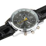 Luminous, Orologio con quadrante rotondo, con tre 3 funzioni,cinturino in pelle, per uomo, nero