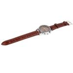 Luminoso, orologio con quadrante rotondo, tre tre 3 funzioni, cinturino in pelle, per uomo, marrone