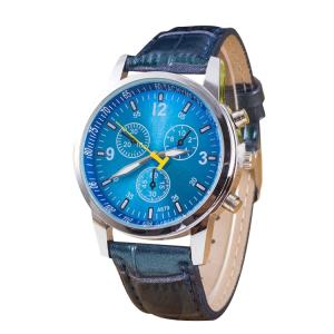 Luminoso, Orologio con quadrante rotondo, con tre 3 funzioni, cinturino in escavatore, per uomo, blu